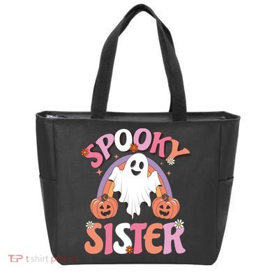 Family Retro Spooky Sister Groovy Retro Halloween Ghost Costume Gift Tote Bag