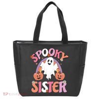 Family Retro Spooky Sister Groovy Retro Halloween Ghost Costume Gift Tote Bag thumb 0
