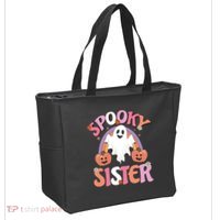 Family Retro Spooky Sister Groovy Retro Halloween Ghost Costume Gift Tote Bag thumb 2