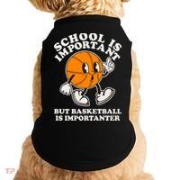 Funny Retro School Is Important But Basketball Is Importanter Doggie Tank thumb 0