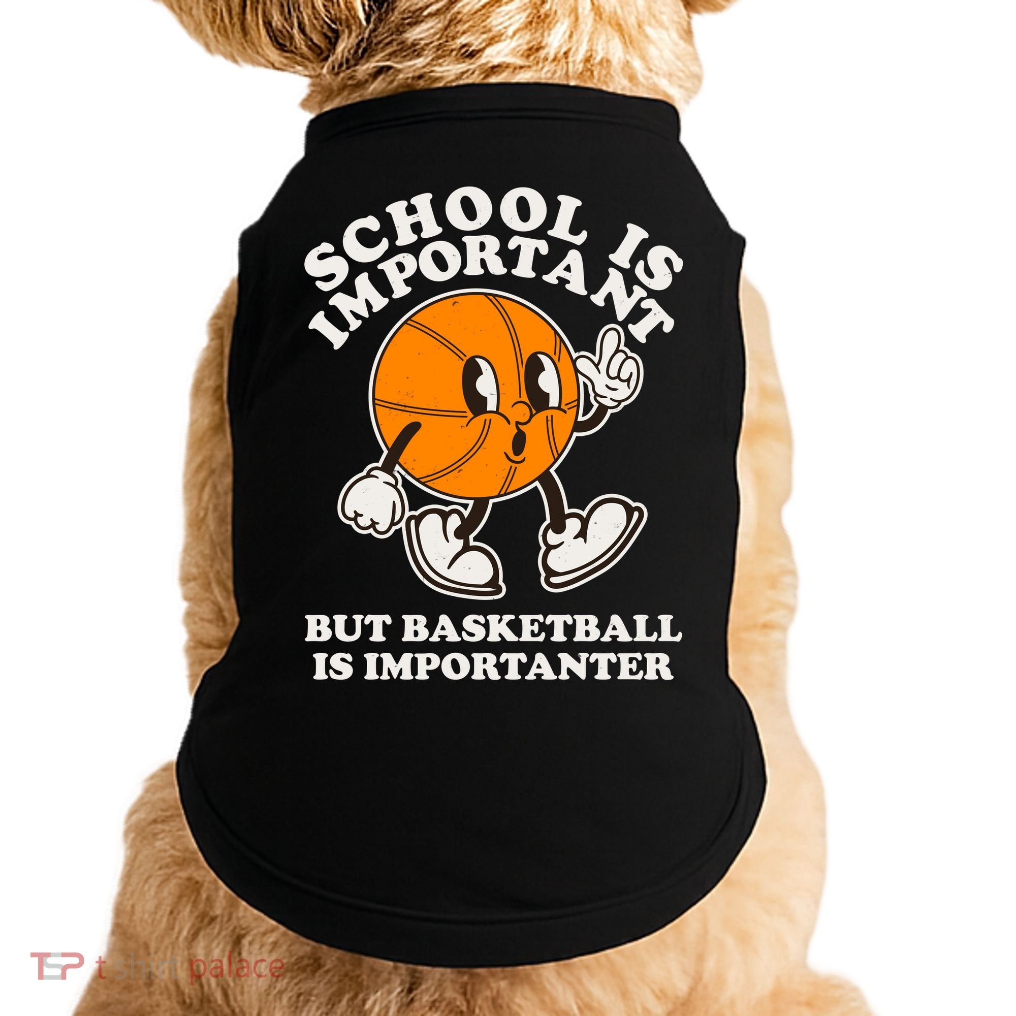 Funny Retro School Is Important But Basketball Is Importanter Doggie Tank