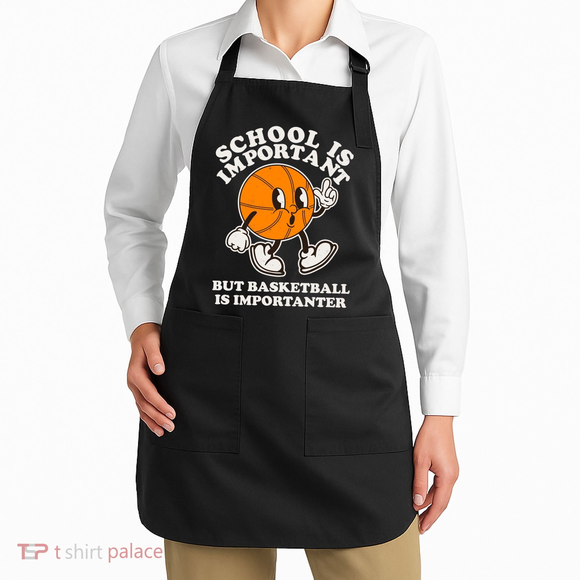 Funny Retro School Is Important But Basketball Is Importanter Apron