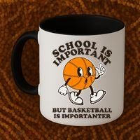 Funny Retro School Is Important But Basketball Is Importanter Coffee Mug thumb 2