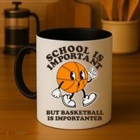 Funny Retro School Is Important But Basketball Is Importanter Coffee Mug thumb 4