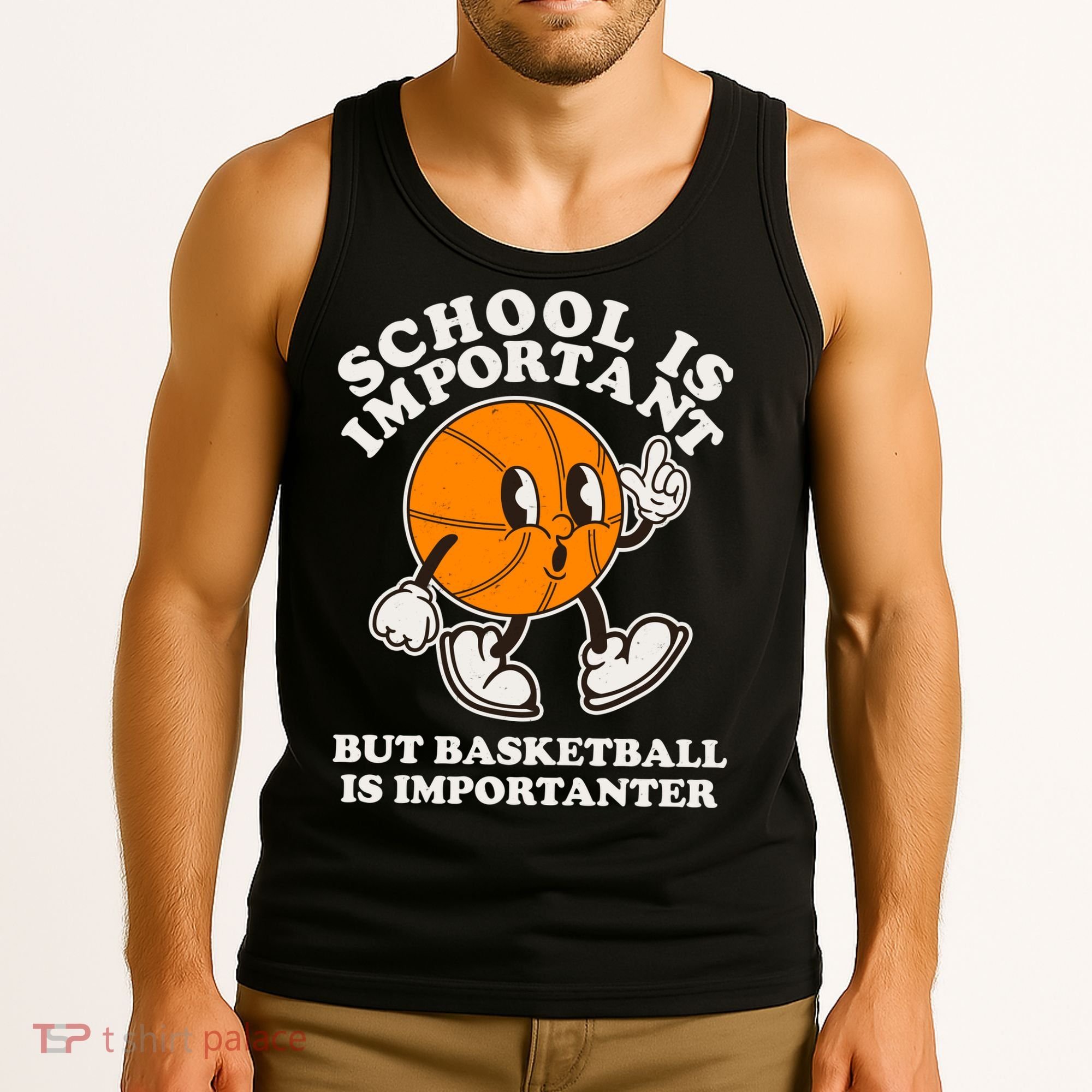 Funny Retro School Is Important But Basketball Is Importanter Tank Top