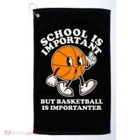 Funny Retro School Is Important But Basketball Is Importanter Golf Towel thumb 0