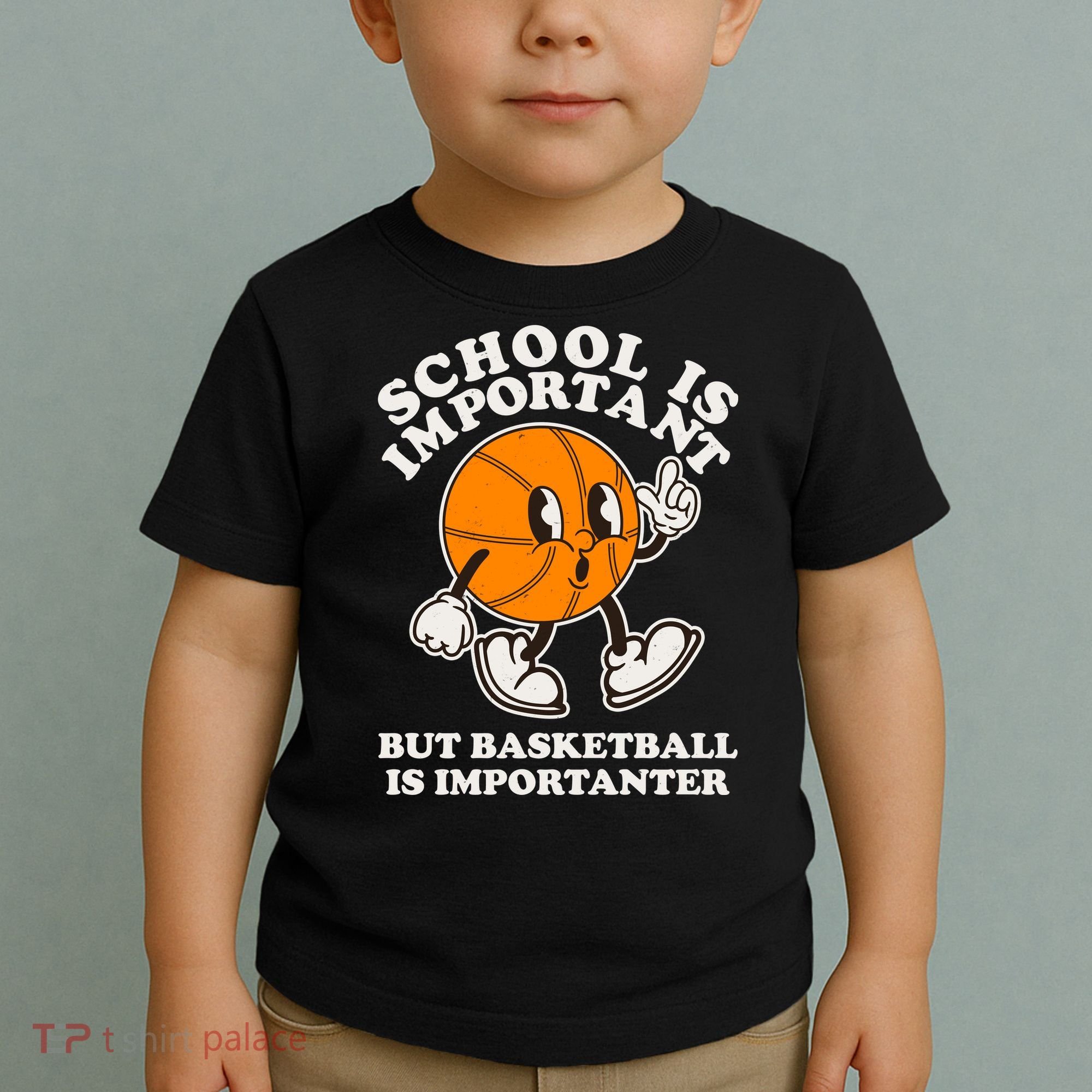 Funny Retro School Is Important But Basketball Is Importanter Toddler T-Shirt