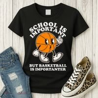 Funny Retro School Is Important But Basketball Is Importanter Women's T-Shirt thumb 3