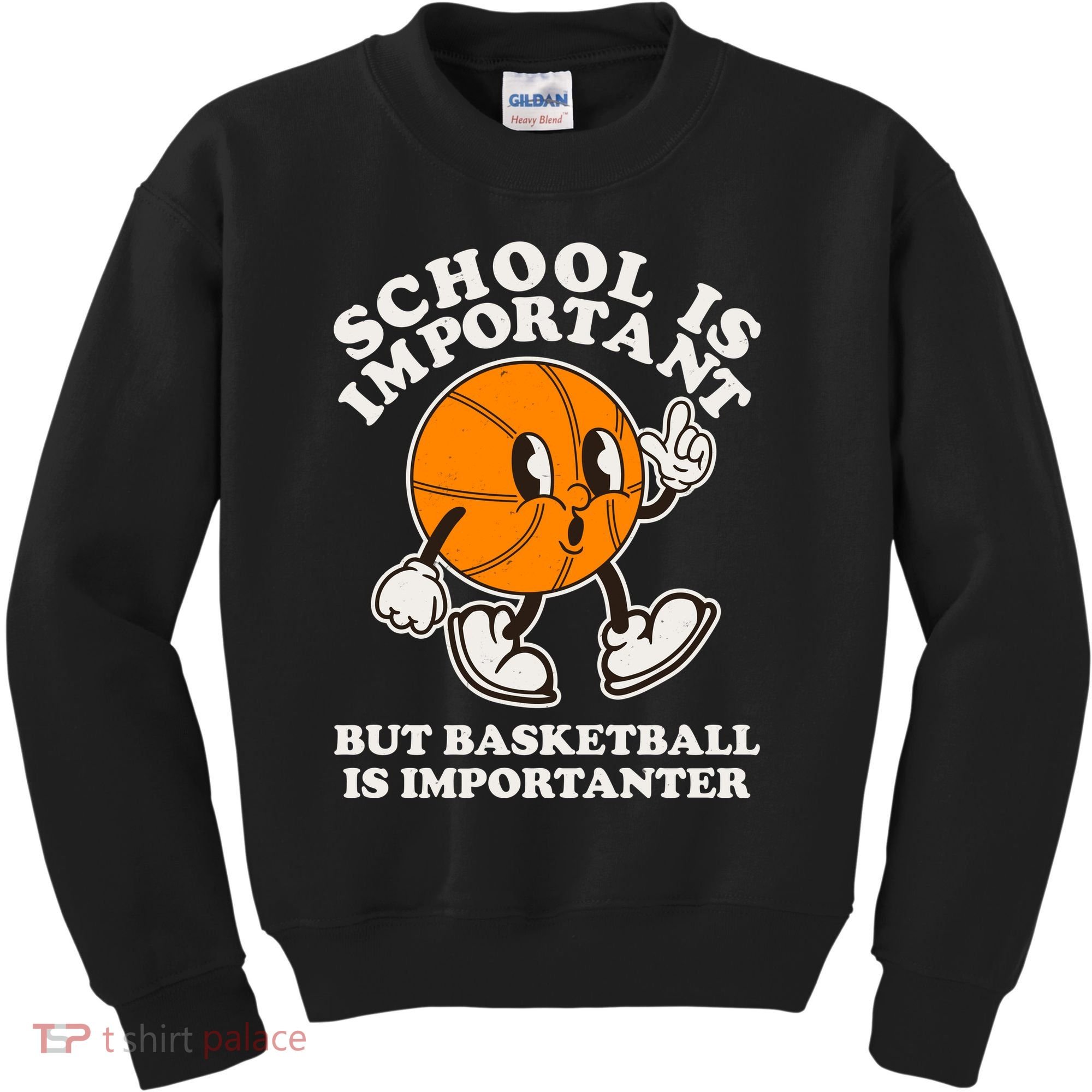 Funny Retro School Is Important But Basketball Is Importanter Kids Sweatshirt