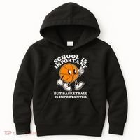 Funny Retro School Is Important But Basketball Is Importanter Kids Hoodie thumb 0