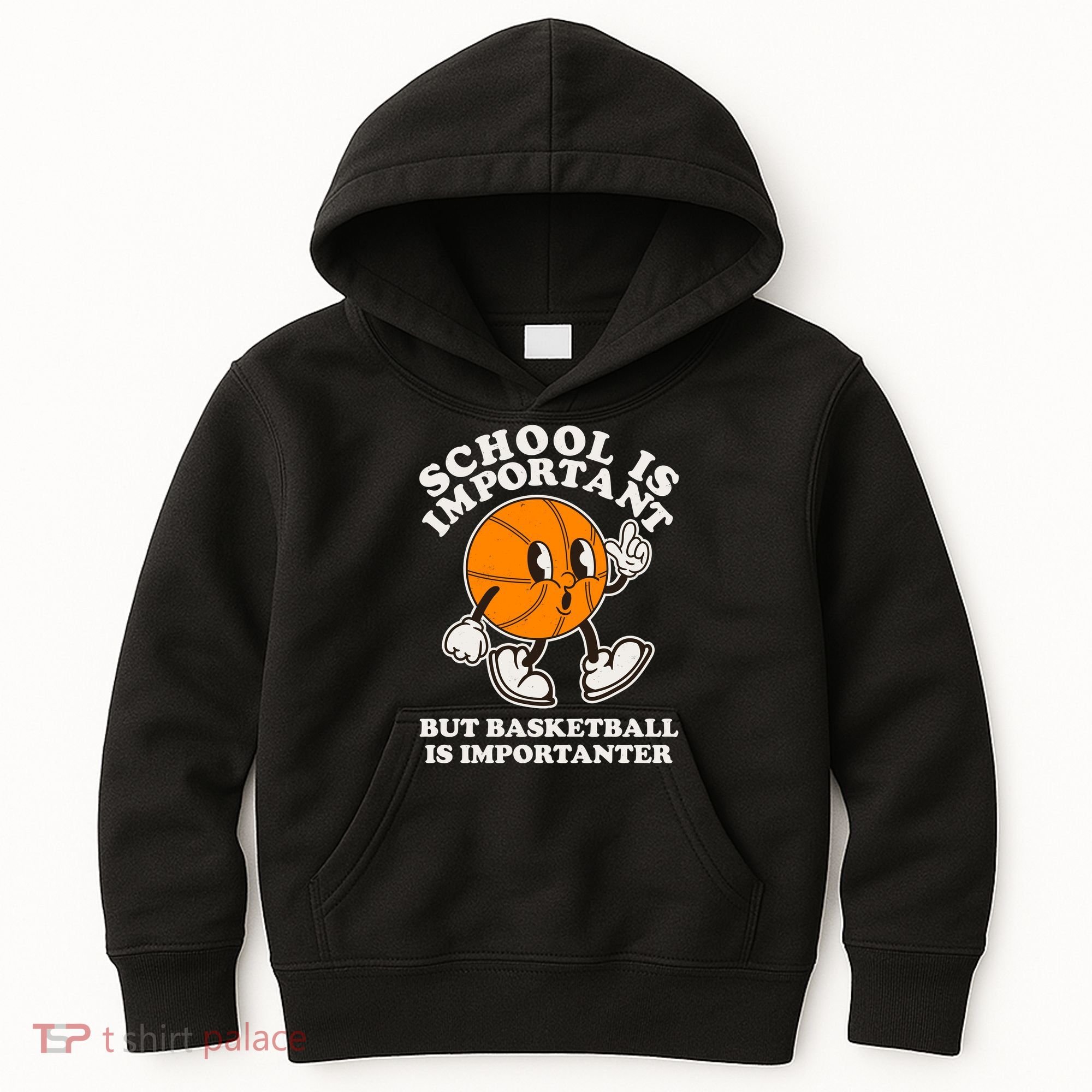 Funny Retro School Is Important But Basketball Is Importanter Kids Hoodie