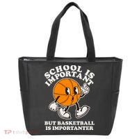 Funny Retro School Is Important But Basketball Is Importanter Tote Bag thumb 0