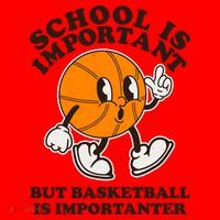 Funny Retro School Is Important But Basketball Is Importanter Santa Hat thumb 1