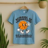 Funny Retro School Is Important But Basketball Is Importanter T-Shirt thumb 2