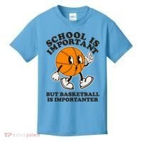 Funny Retro School Is Important But Basketball Is Importanter Kids T-Shirt thumb 0