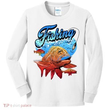 Fishing Red Snapper Kids Long Sleeve Shirt