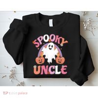 Family Retro Spooky Uncle Groovy Retro Halloween Ghost Pumpkin Costume Gift Sweatshirt thumb 2