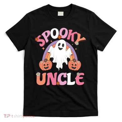 Family Retro Spooky Uncle Groovy Retro Halloween Ghost Pumpkin Costume Gift T-Shirt