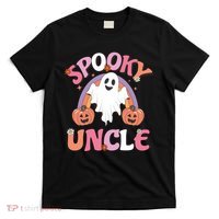 Family Retro Spooky Uncle Groovy Retro Halloween Ghost Pumpkin Costume Gift T-Shirt thumb 0
