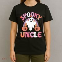 Family Retro Spooky Uncle Groovy Retro Halloween Ghost Pumpkin Costume Gift T-Shirt thumb 4