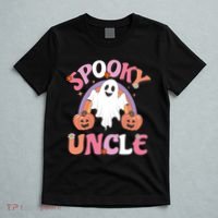Family Retro Spooky Uncle Groovy Retro Halloween Ghost Pumpkin Costume Gift T-Shirt thumb 5
