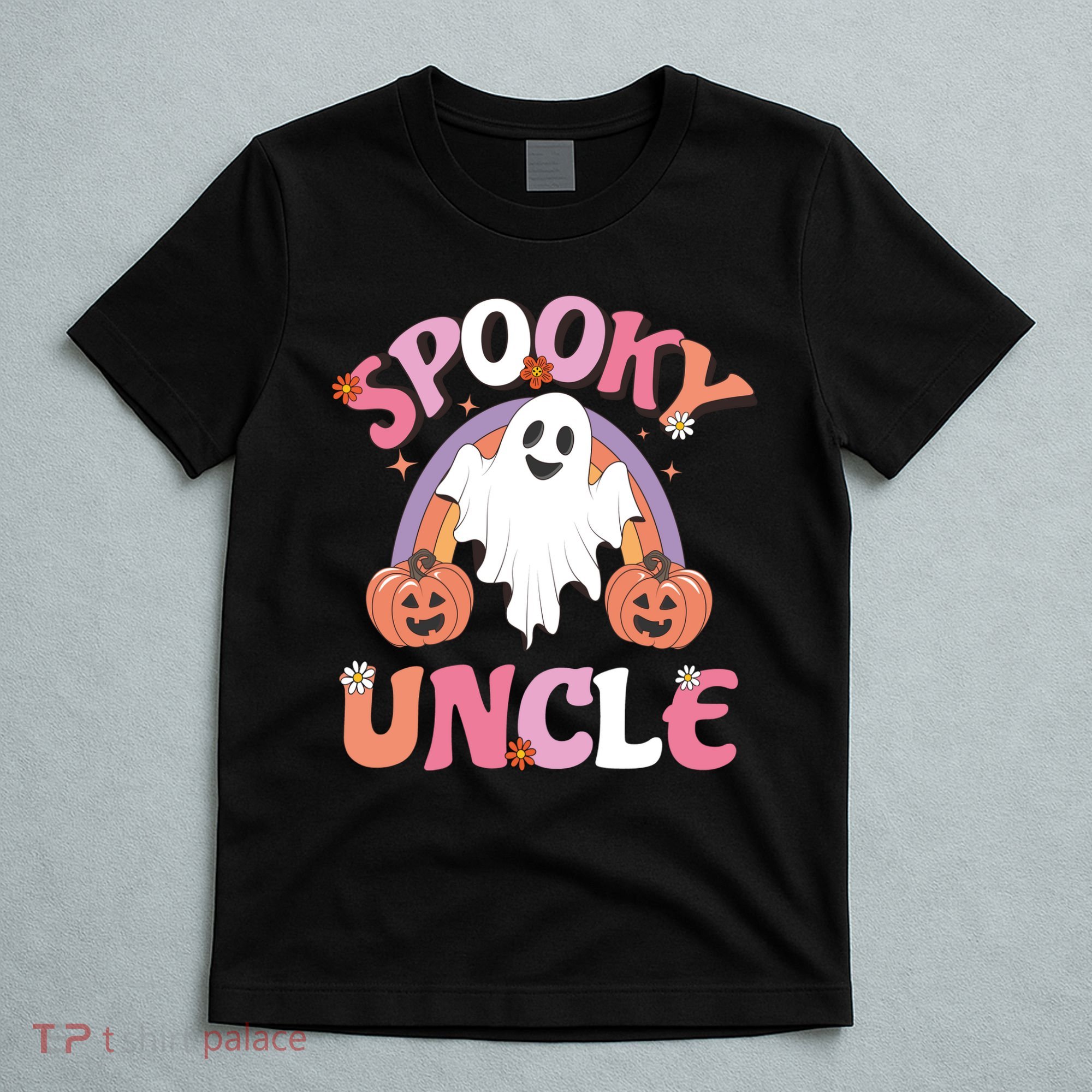 Family Retro Spooky Uncle Groovy Retro Halloween Ghost Pumpkin Costume Gift T-Shirt