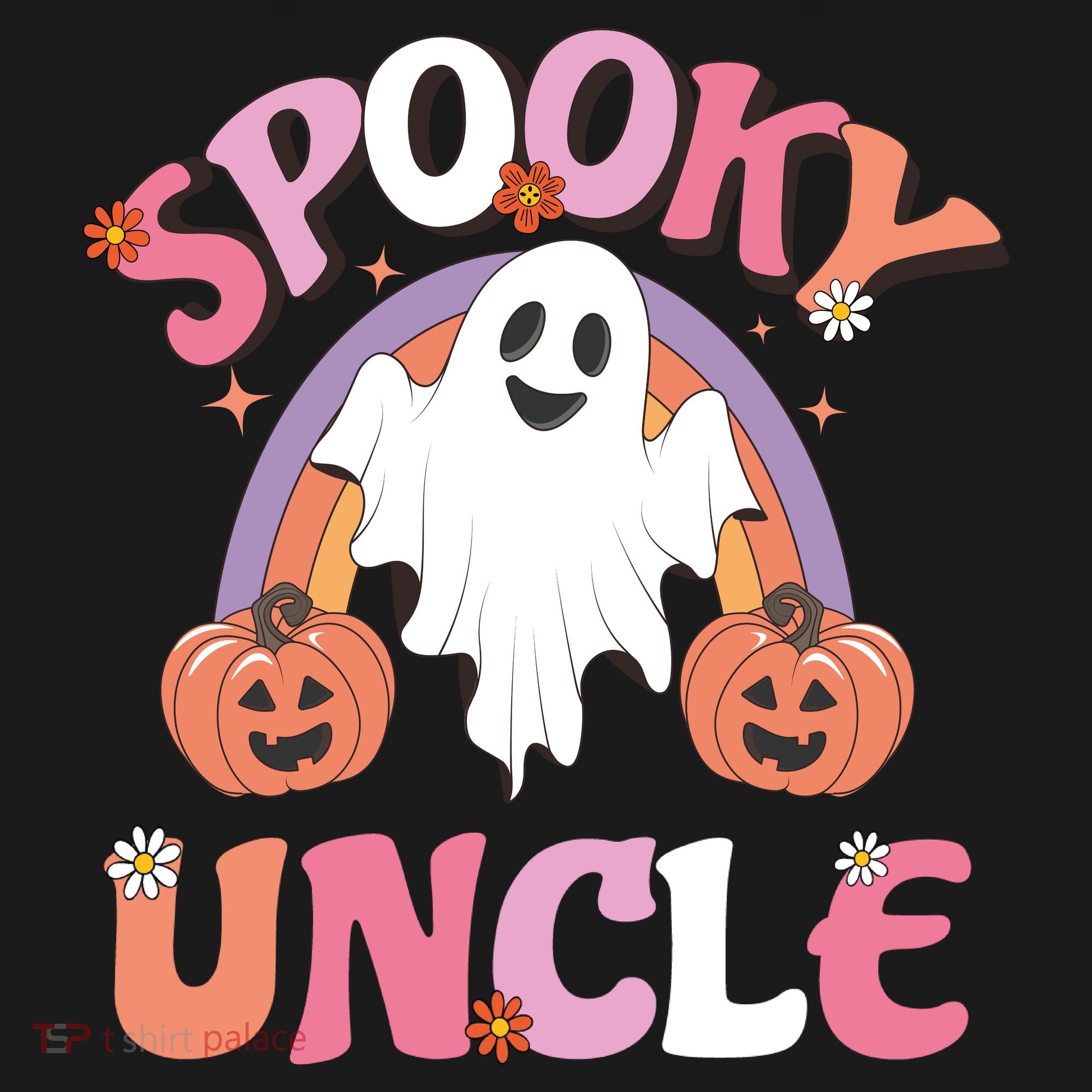 Family Retro Spooky Uncle Groovy Retro Halloween Ghost Pumpkin Costume Gift T-Shirt