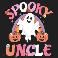 Family Retro Spooky Uncle Groovy Retro Halloween Ghost Pumpkin Costume Gift Beanie thumb 2