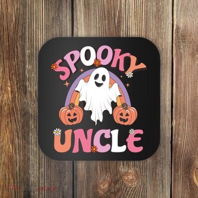 Family Retro Spooky Uncle Groovy Retro Halloween Ghost Pumpkin Costume Gift Coaster