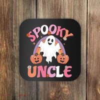 Family Retro Spooky Uncle Groovy Retro Halloween Ghost Pumpkin Costume Gift Coaster thumb 0