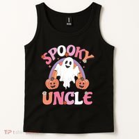 Family Retro Spooky Uncle Groovy Retro Halloween Ghost Pumpkin Costume Gift Tank Top thumb 2