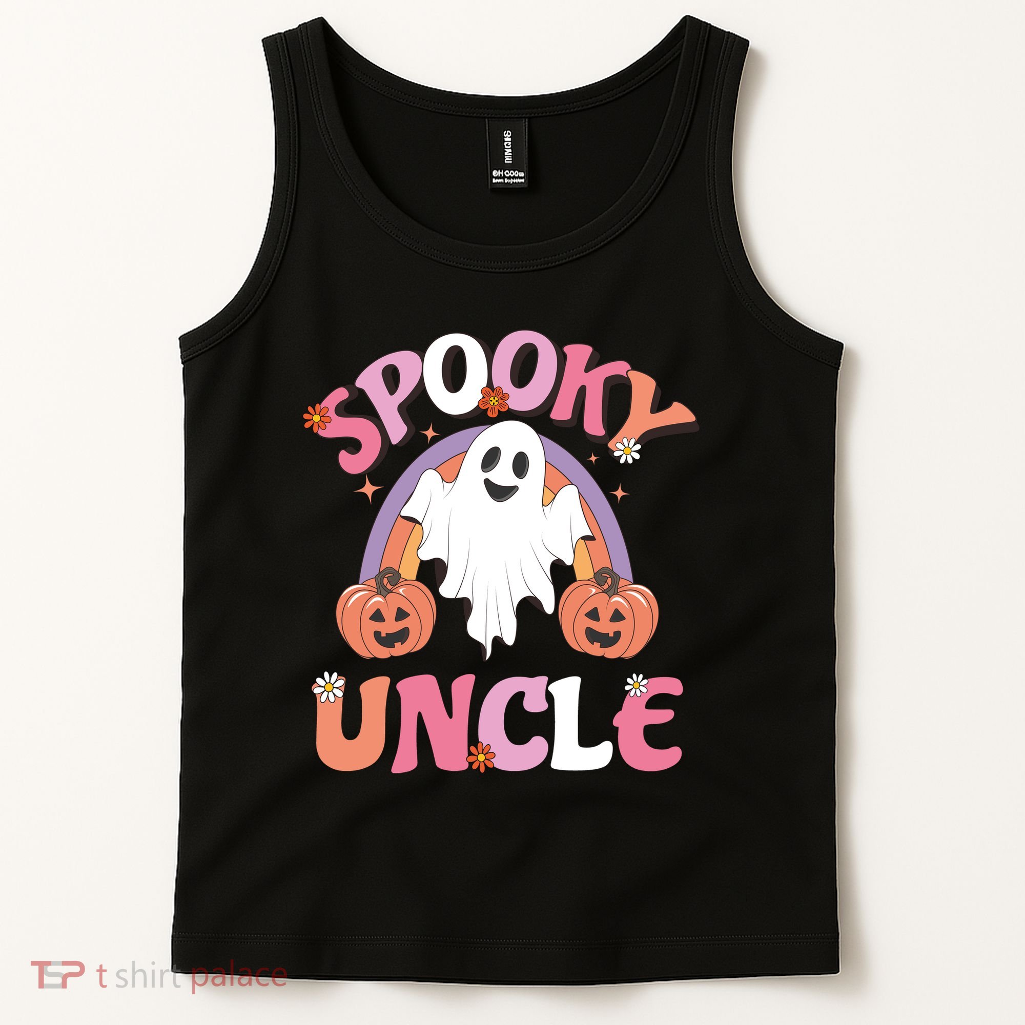 Family Retro Spooky Uncle Groovy Retro Halloween Ghost Pumpkin Costume Gift Tank Top