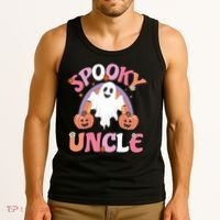 Family Retro Spooky Uncle Groovy Retro Halloween Ghost Pumpkin Costume Gift Tank Top thumb 3