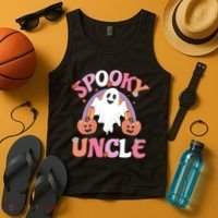 Family Retro Spooky Uncle Groovy Retro Halloween Ghost Pumpkin Costume Gift Tank Top thumb 4