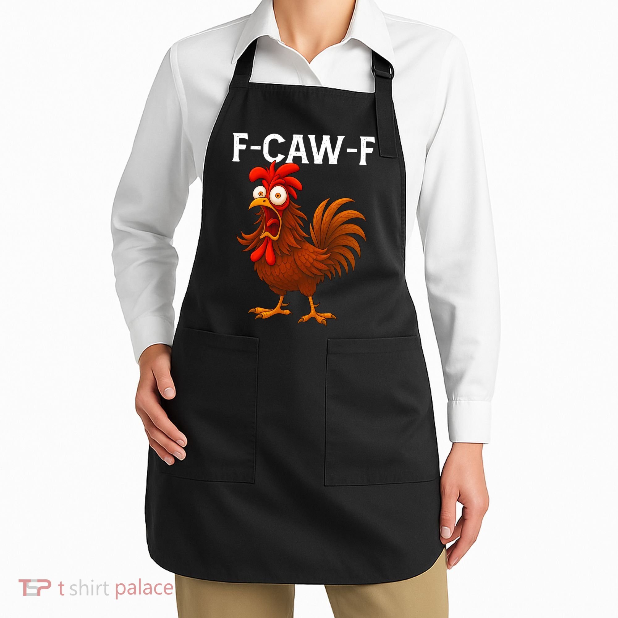 F-CAW-F Rooster Screaming Chicken Meme Apron