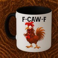 F-CAW-F Rooster Screaming Chicken Meme Coffee Mug thumb 2