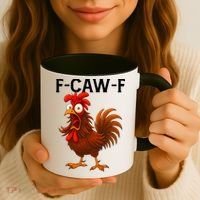 F-CAW-F Rooster Screaming Chicken Meme Coffee Mug thumb 3