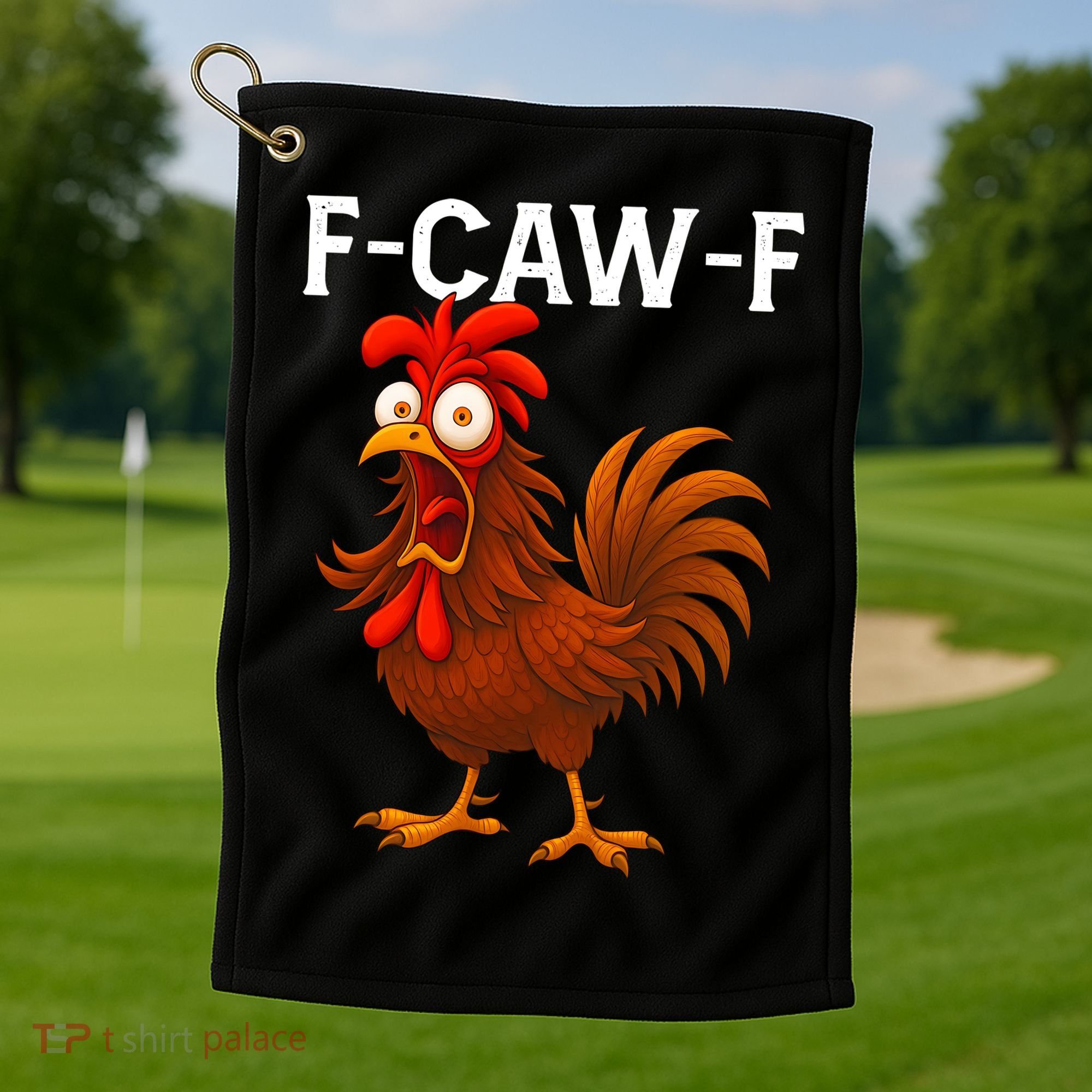 F-CAW-F Rooster Screaming Chicken Meme Golf Towel