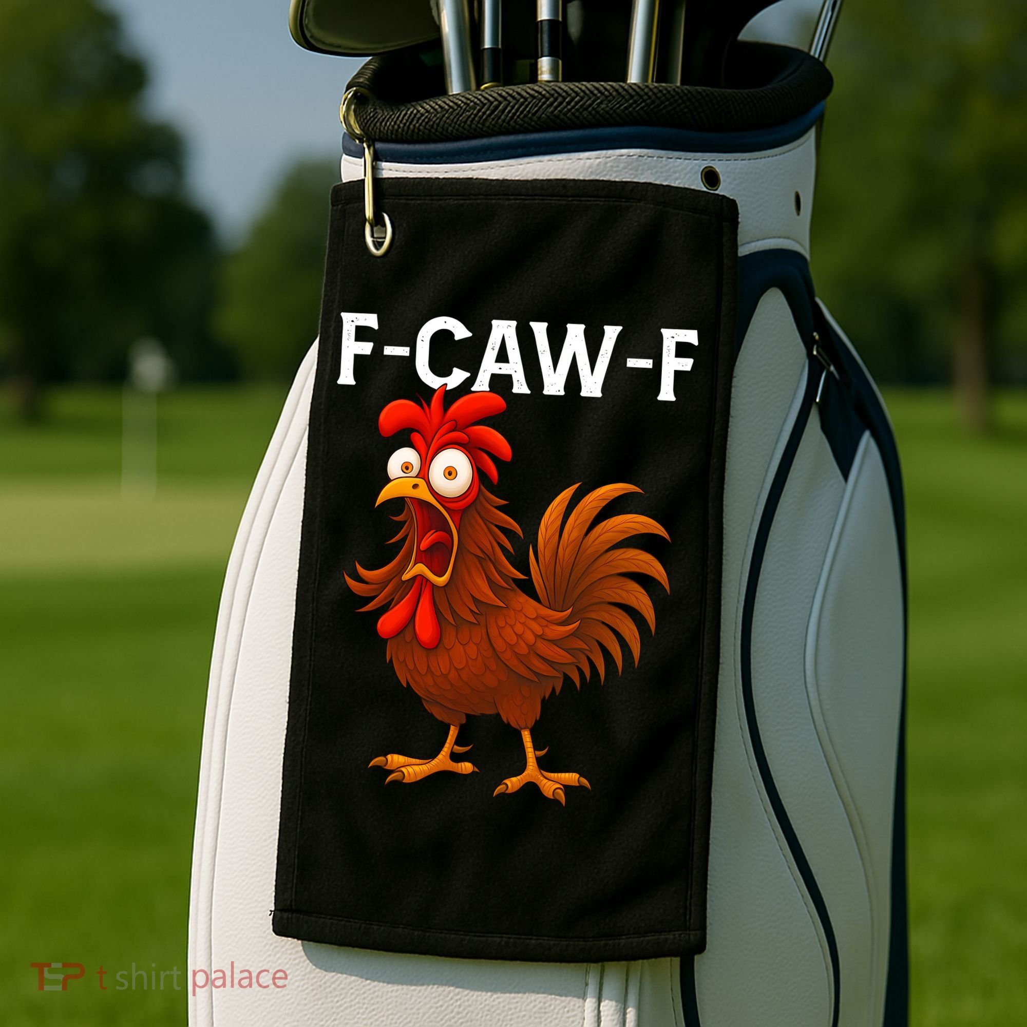 F-CAW-F Rooster Screaming Chicken Meme Golf Towel