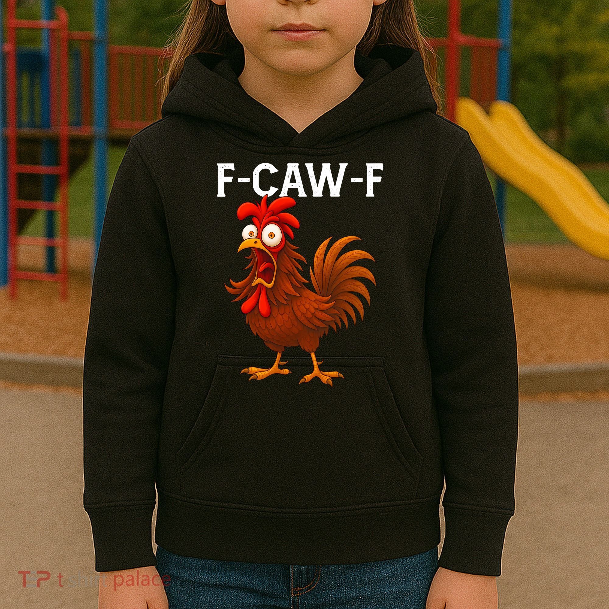 F-CAW-F Rooster Screaming Chicken Meme Kids Hoodie