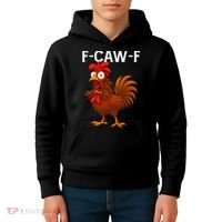 F-CAW-F Rooster Screaming Chicken Meme Kids Hoodie thumb 4
