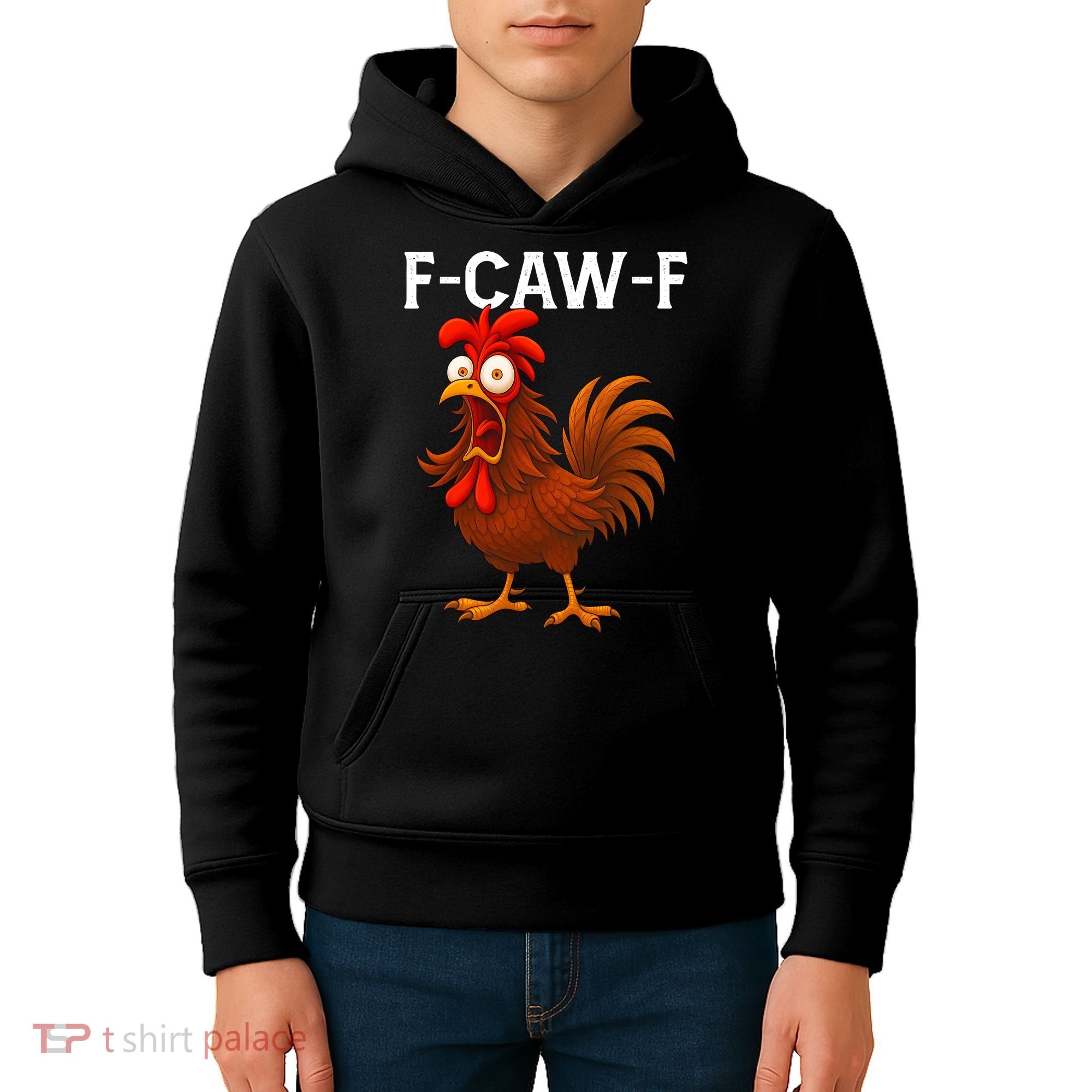 F-CAW-F Rooster Screaming Chicken Meme Kids Hoodie