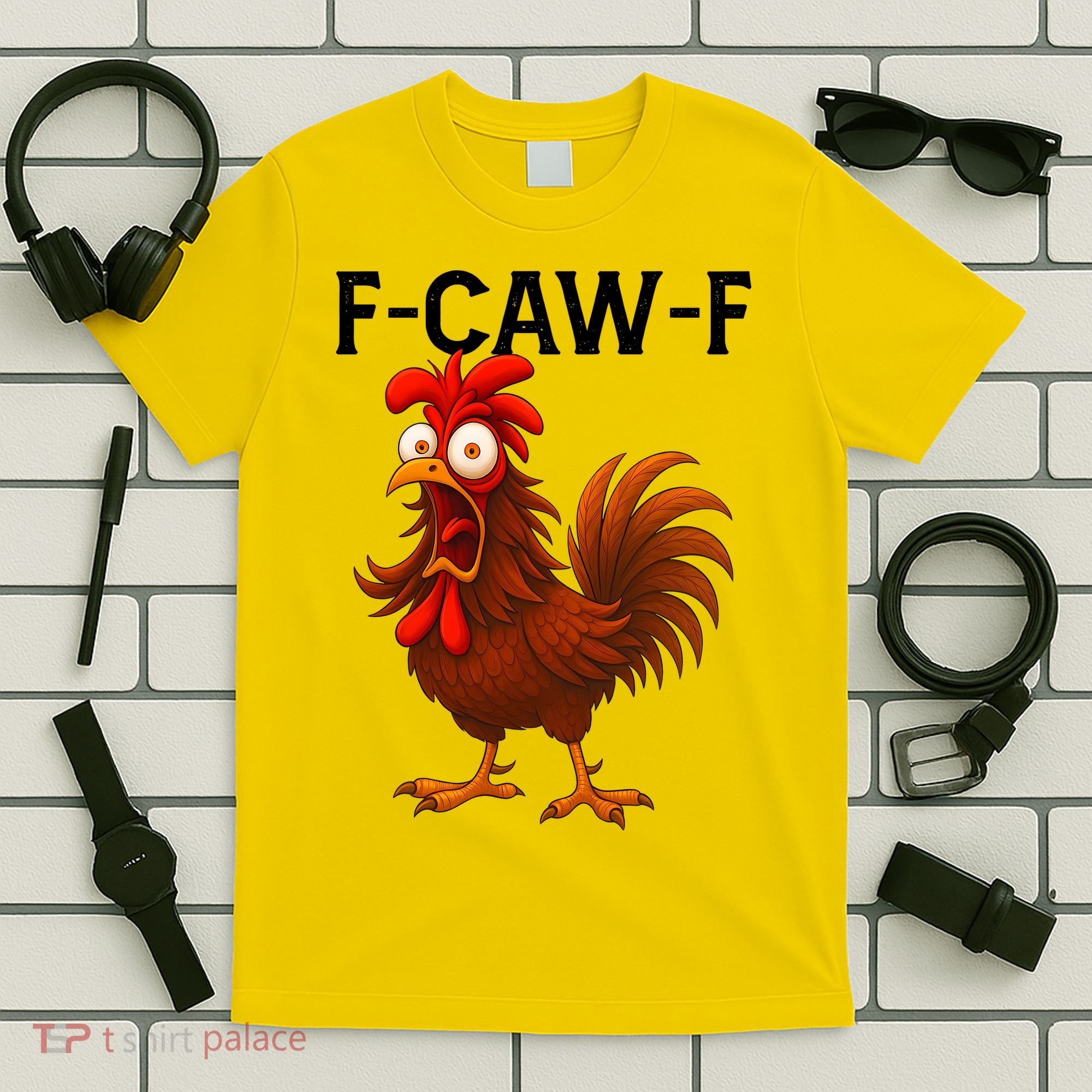 F-CAW-F Rooster Screaming Chicken Meme T-Shirt