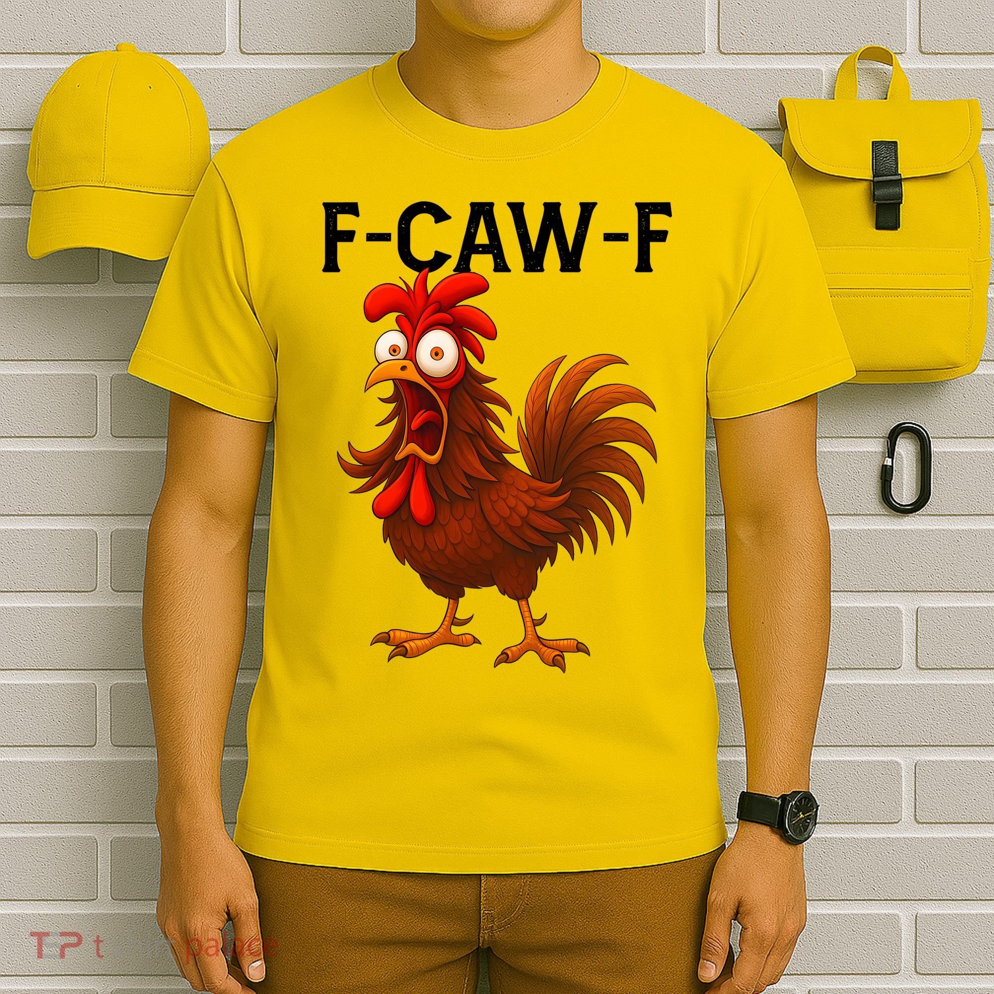 F-CAW-F Rooster Screaming Chicken Meme T-Shirt