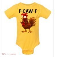 F-CAW-F Rooster Screaming Chicken Meme Baby Bodysuit thumb 0