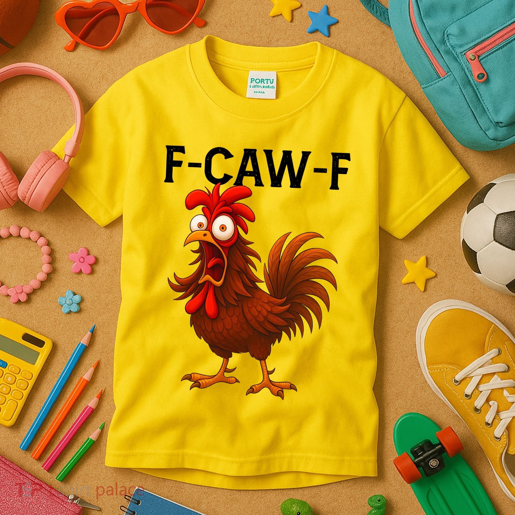 F-CAW-F Rooster Screaming Chicken Meme Kids T-Shirt