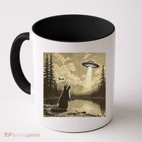 Funny Raccoon Sasquatch Alien UFO Monster Introvert Bruh Coffee Mug thumb 0