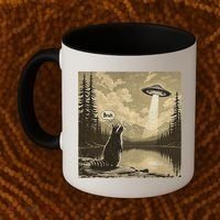 Funny Raccoon Sasquatch Alien UFO Monster Introvert Bruh Coffee Mug thumb 2