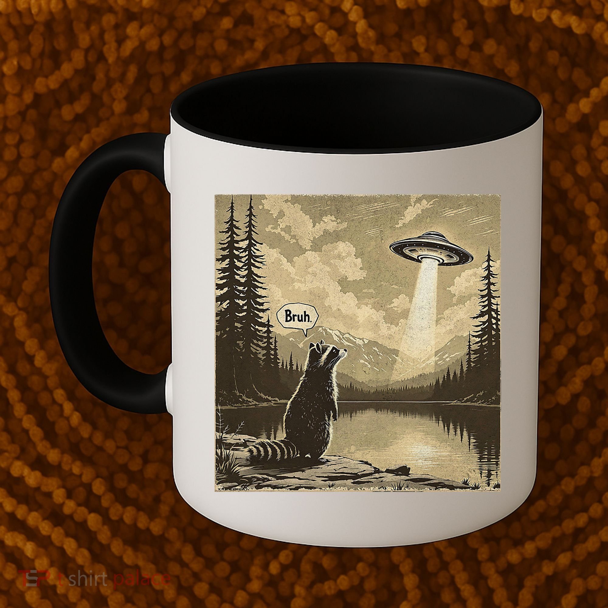 Funny Raccoon Sasquatch Alien UFO Monster Introvert Bruh Coffee Mug