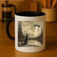 Funny Raccoon Sasquatch Alien UFO Monster Introvert Bruh Coffee Mug thumb 4